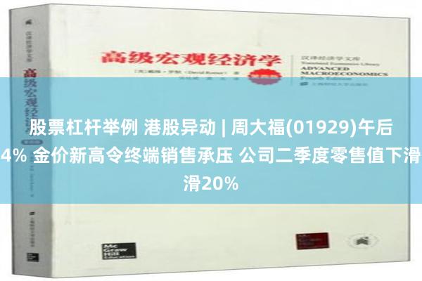 股票杠杆举例 港股异动 | 周大福(01929)午后跌超4% 金价新高令终端销售承压 公司二季度零售值下滑20%